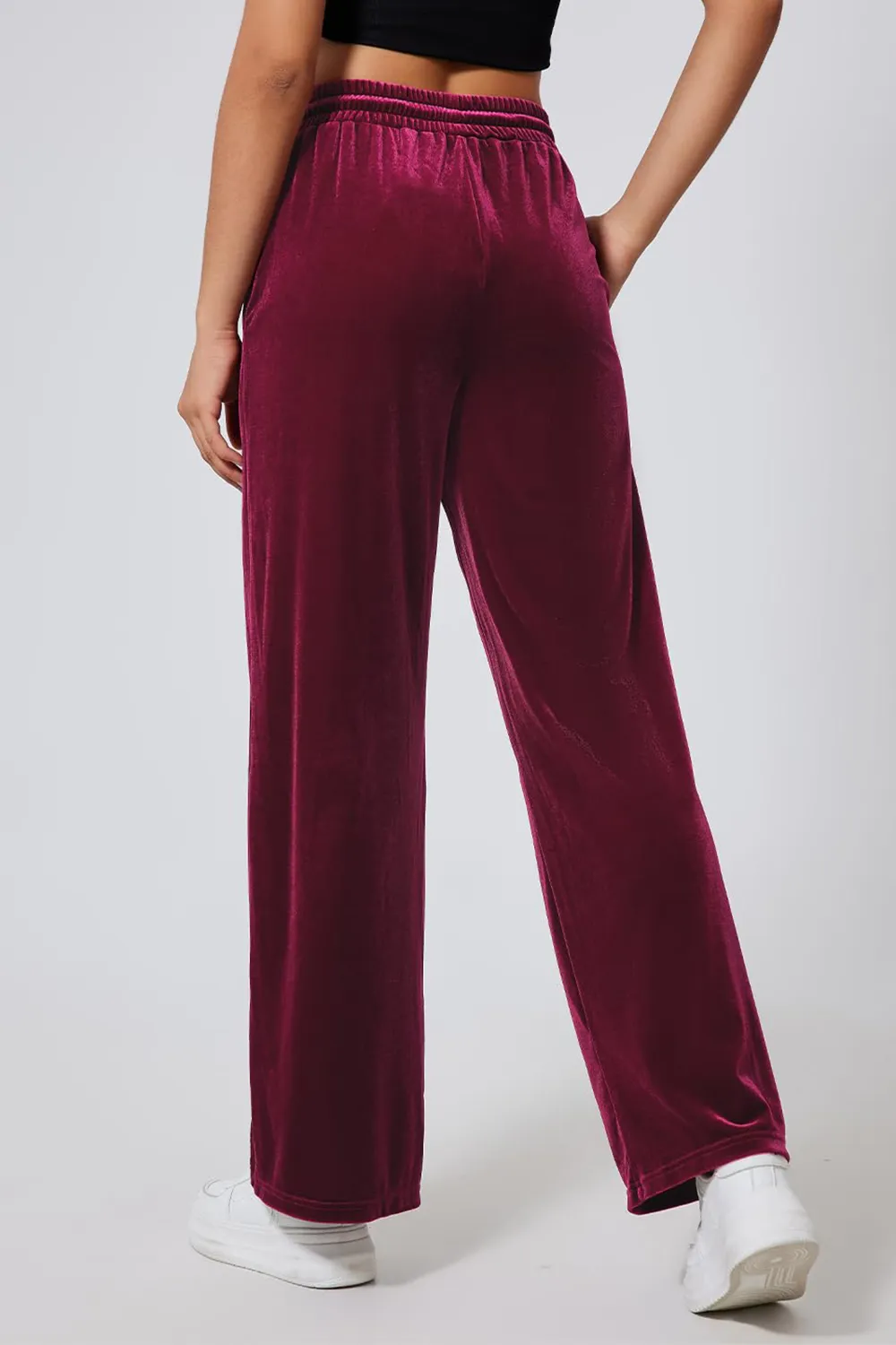Drawstring Elastic Waist Straight Leg Pants, image 6