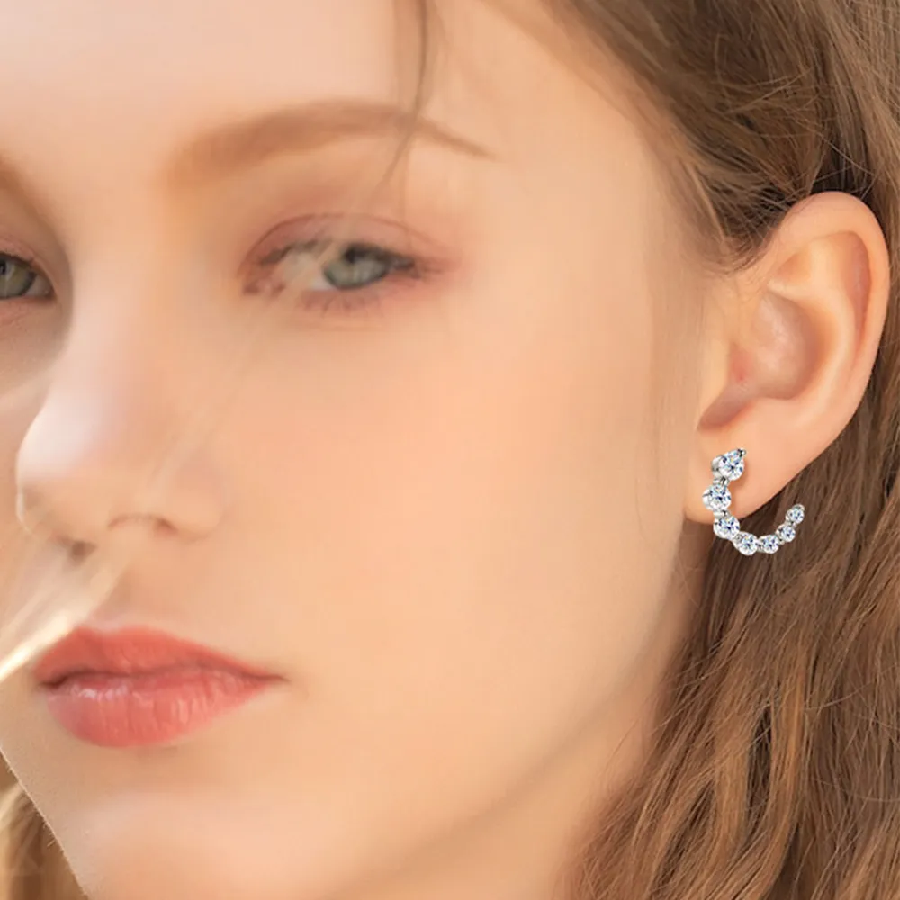 925 Sterling Silver Inlaid Moissanite Stud Earrings, image 6
