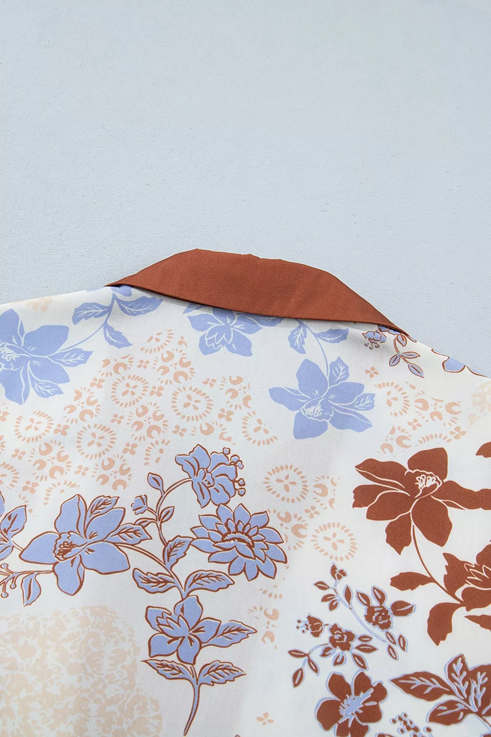 Floral Print Colorblock V Neck Long Sleeve Blouse, image 6