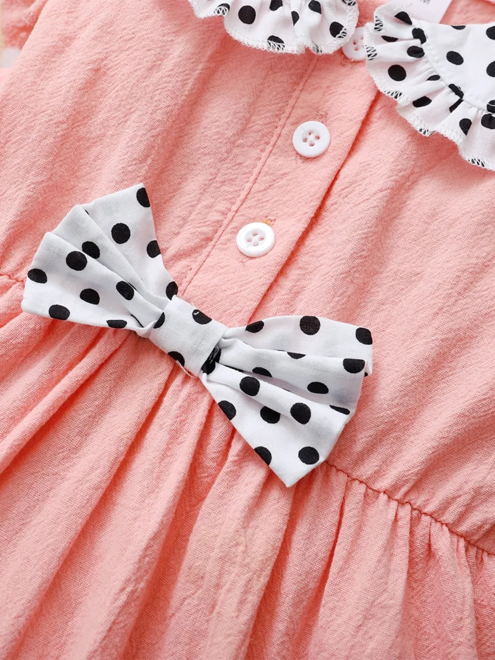Children's Bow Peter Pan Collar Ruffle Sleeve Dress, image 4