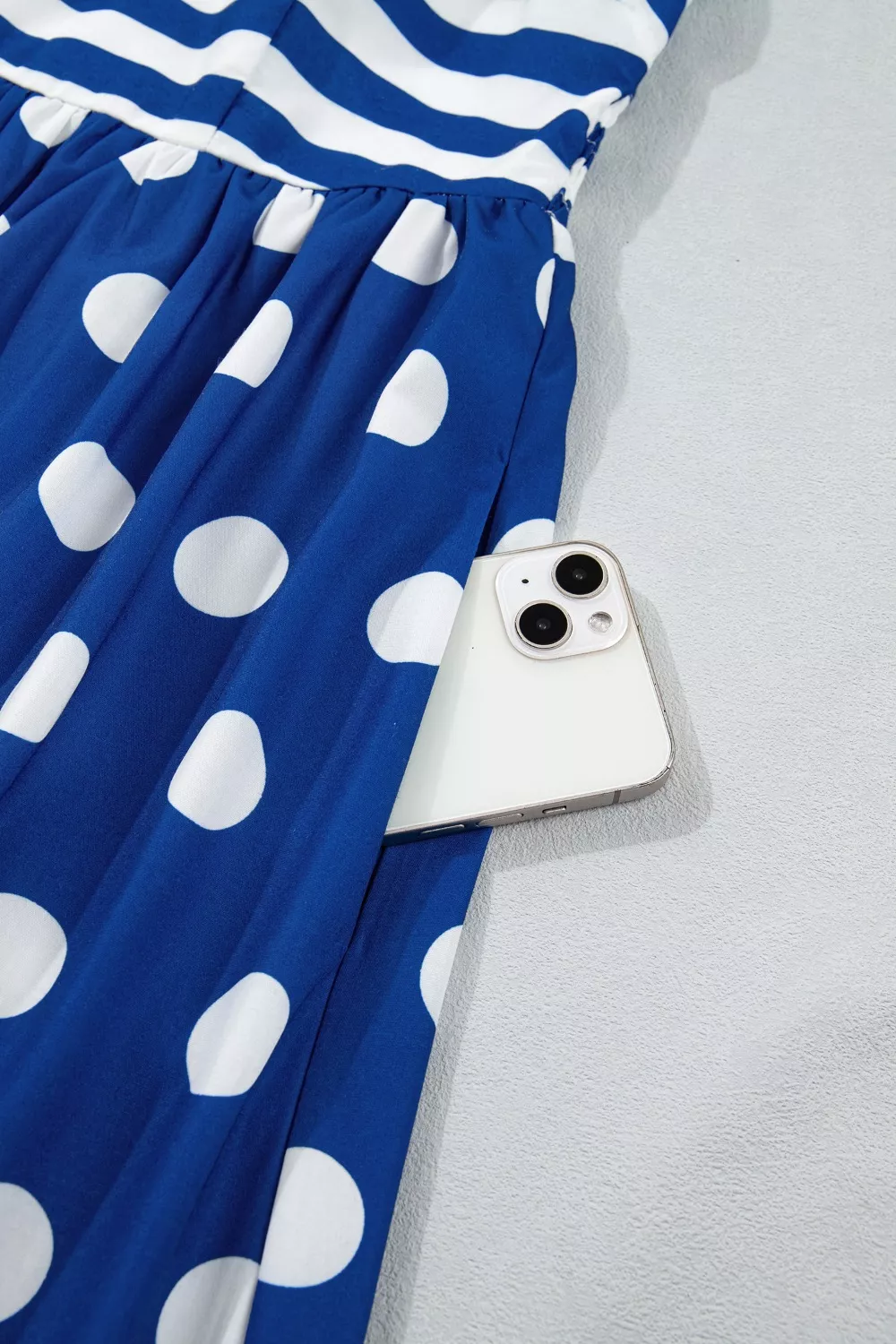 Striped Polka Dot Patchwork High Waist Spaghetti Straps Maxi Dress, image 10