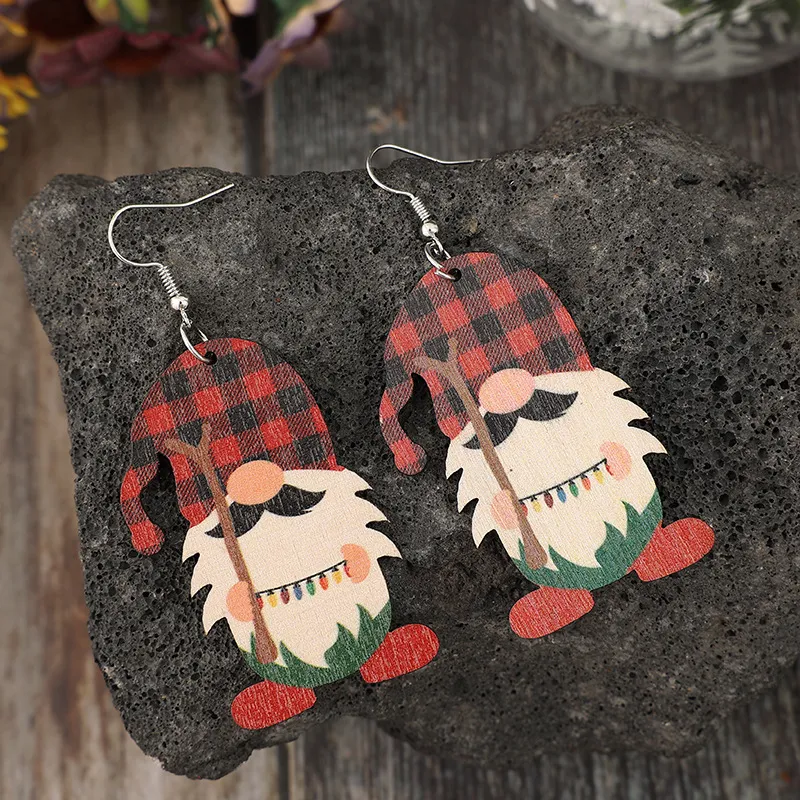 Wooden Pointed Hat Gnome Earrings, image 4