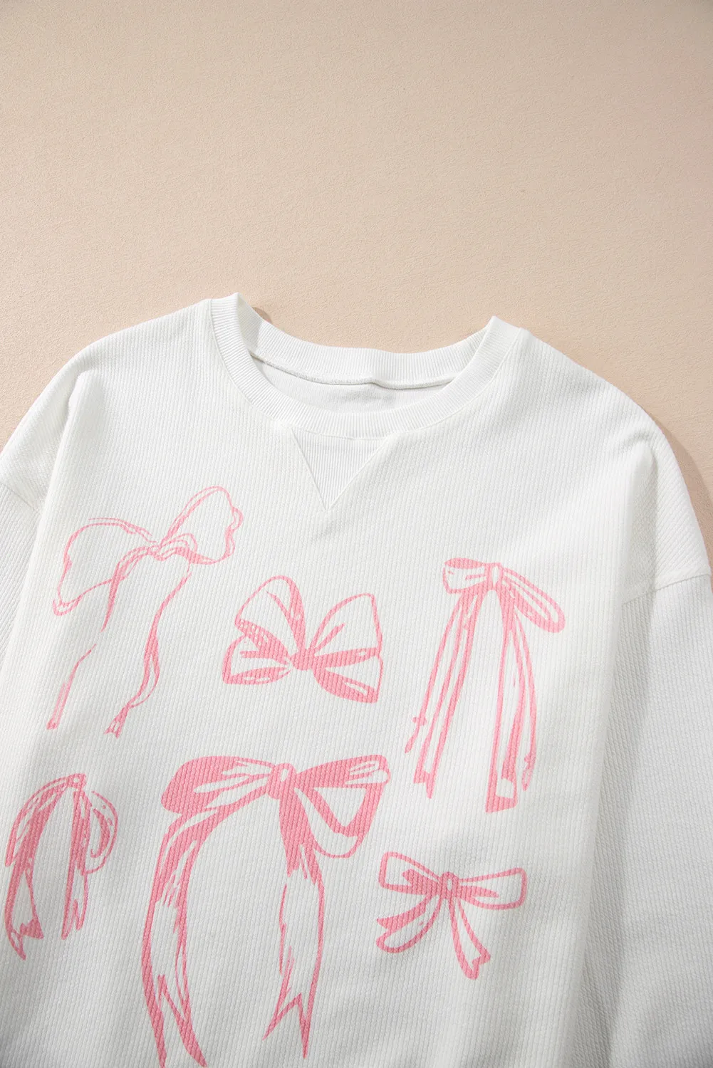 Bow Round Neck Long Sleeve Sweatshirt, image 2