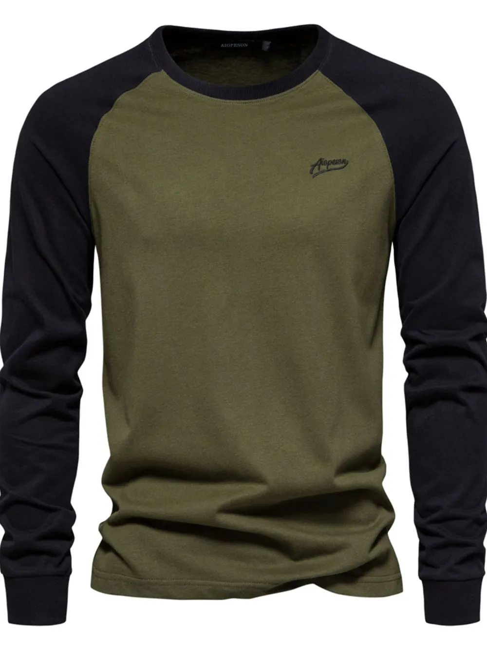 Men's Contrast Round Neck Raglan Sleeve T-Shirt