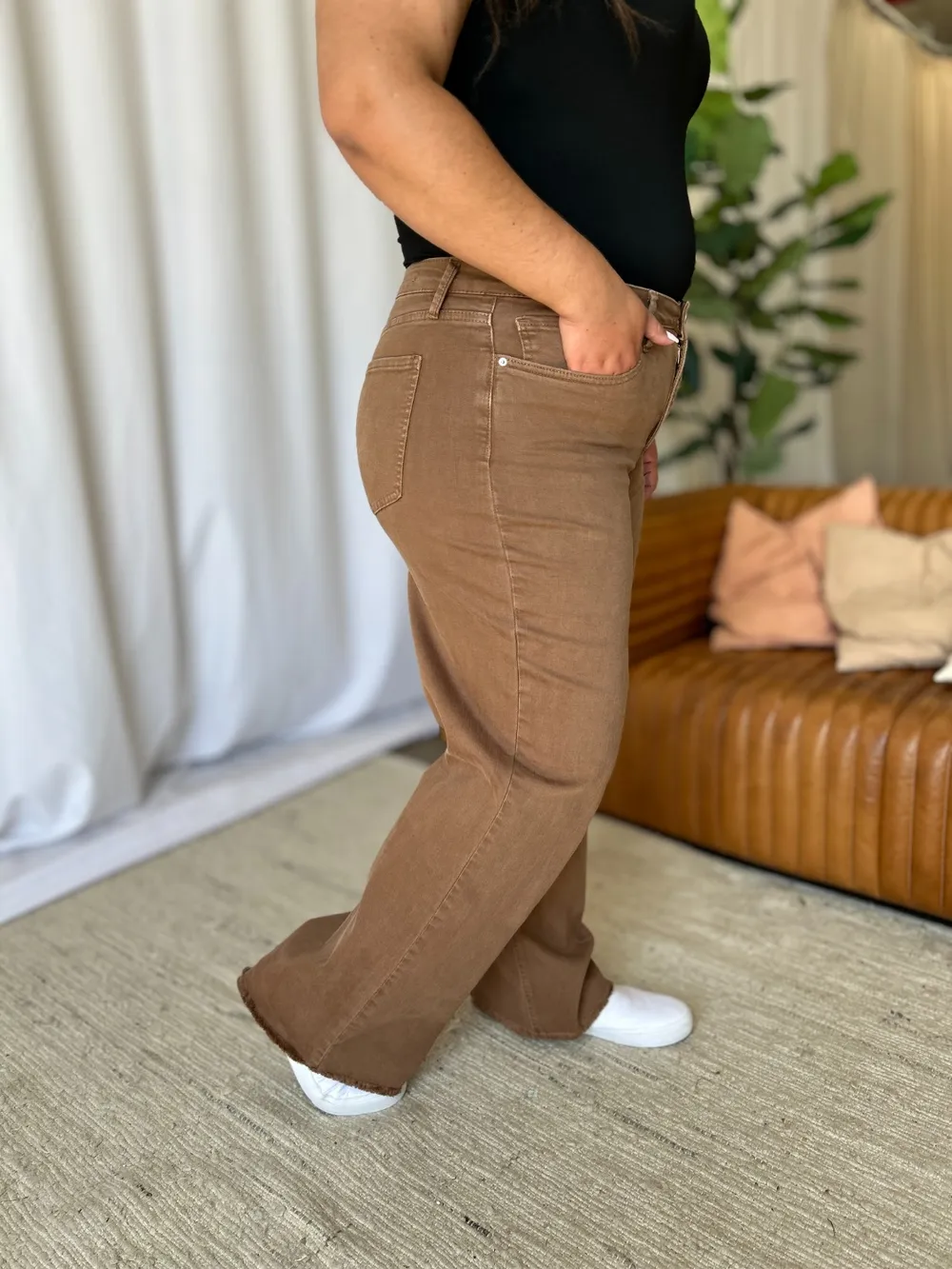 Full Size High Rise Garment Dye Wide Leg Jeans, image 5