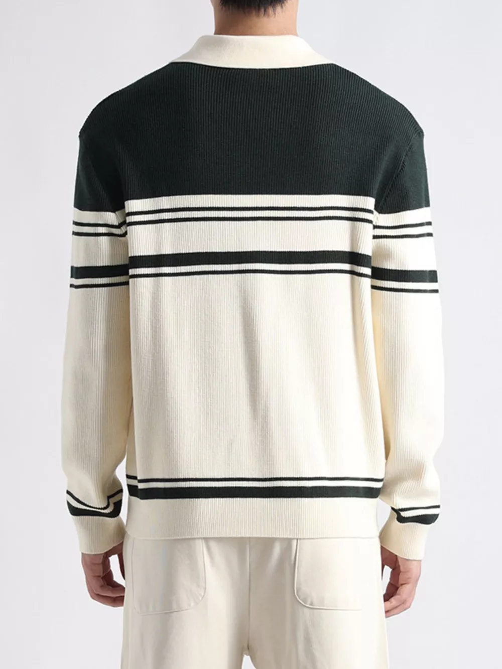 Men's Plus Size Contrast Striped Button-Down Cardigan, image 6