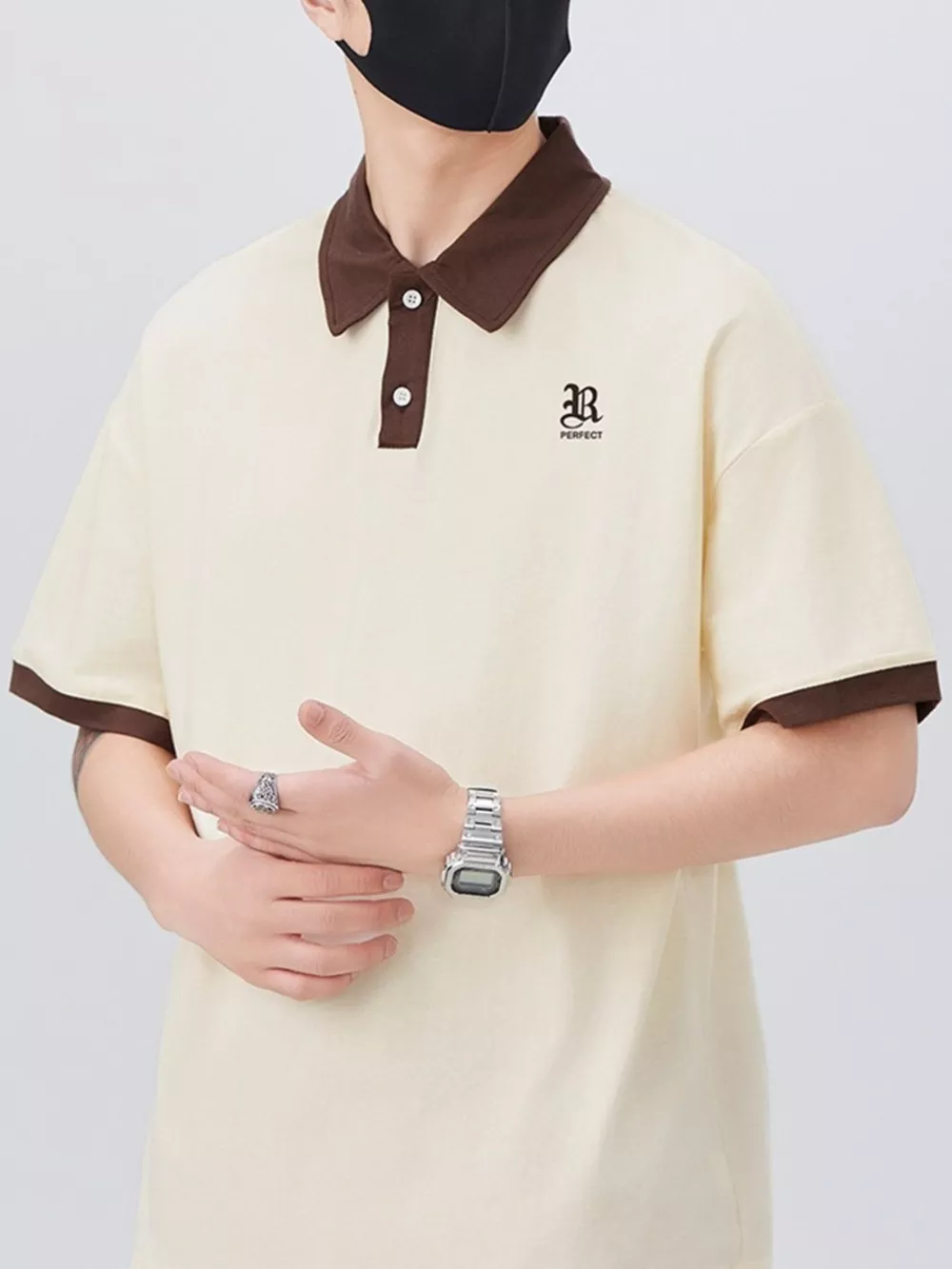Men's Plus Size Button Detail Short Sleeve Polo, image 3