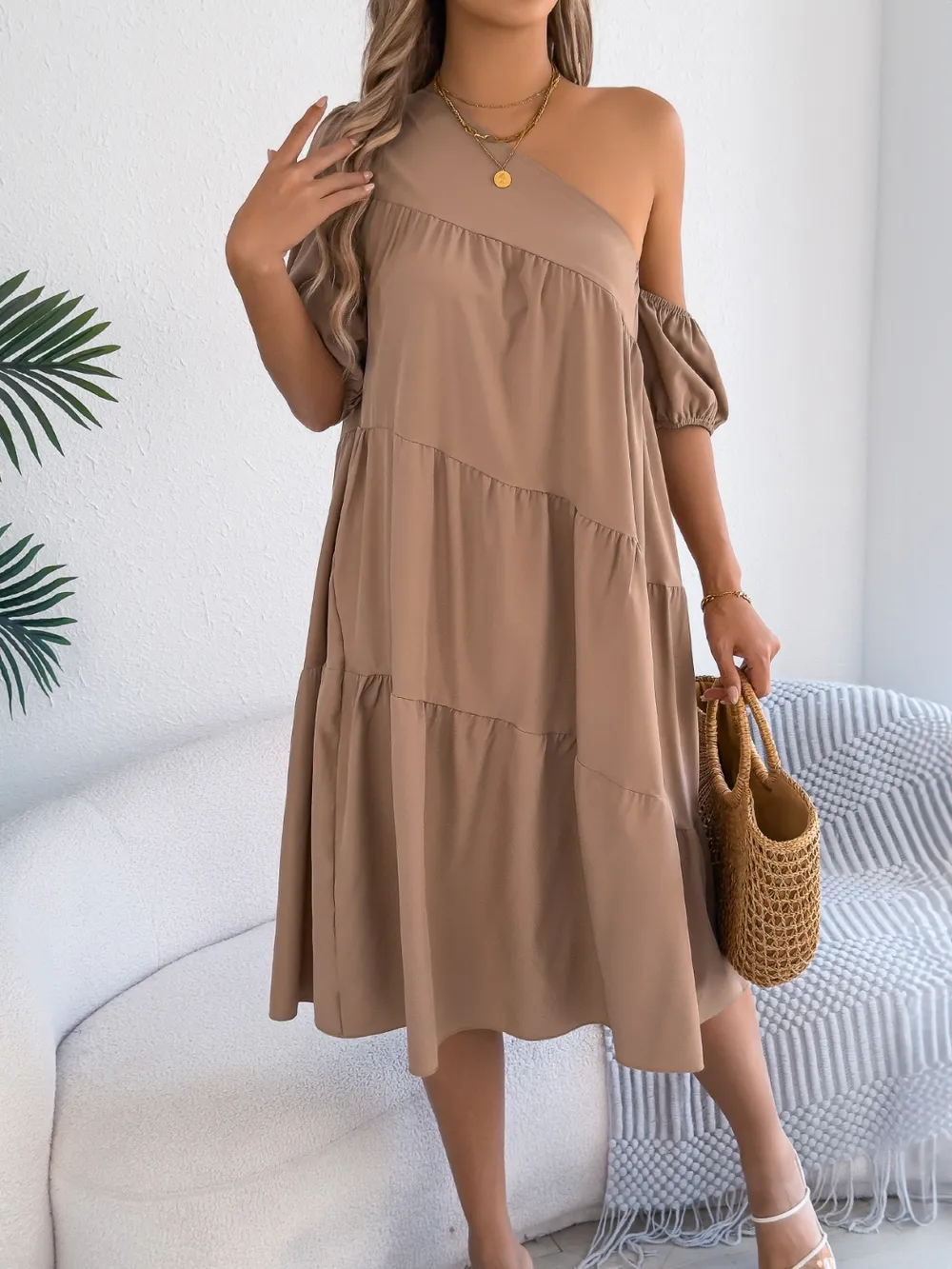 Single Shoulder Tiered Dress, image 3