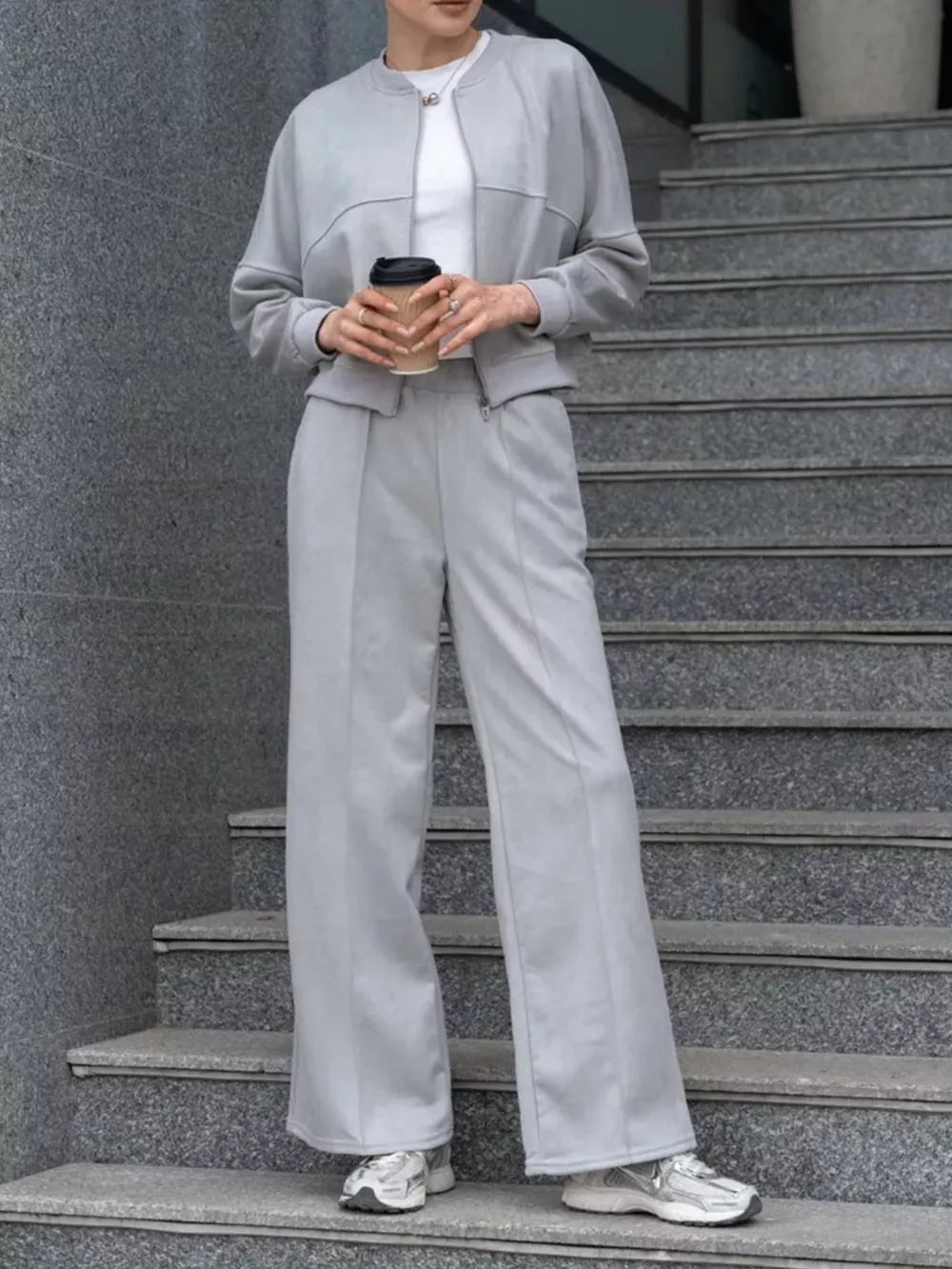 Zip Up Sweatshirt and Wide-Leg Pants Set, image 26
