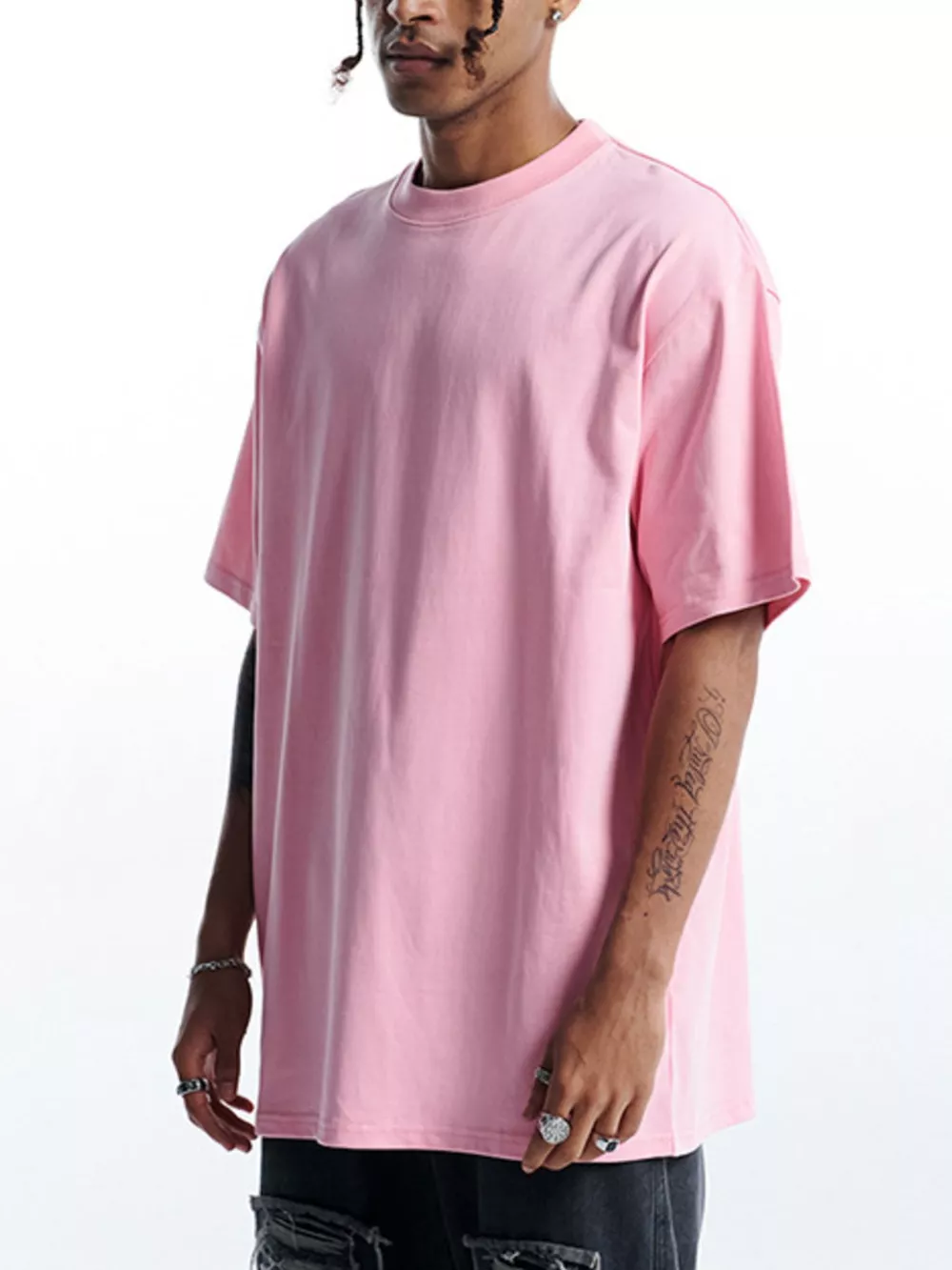 Men's Round Neck Oversized Cotton T-Shirt, image 4