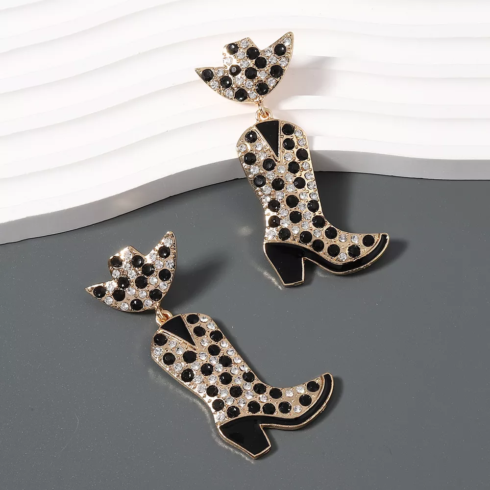 Rhinestone Cowboy Boot Dangle Earrings, image 14