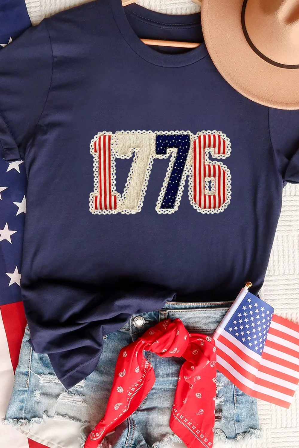 Patriotic 1776 Round Neck T-Shirt, image 7