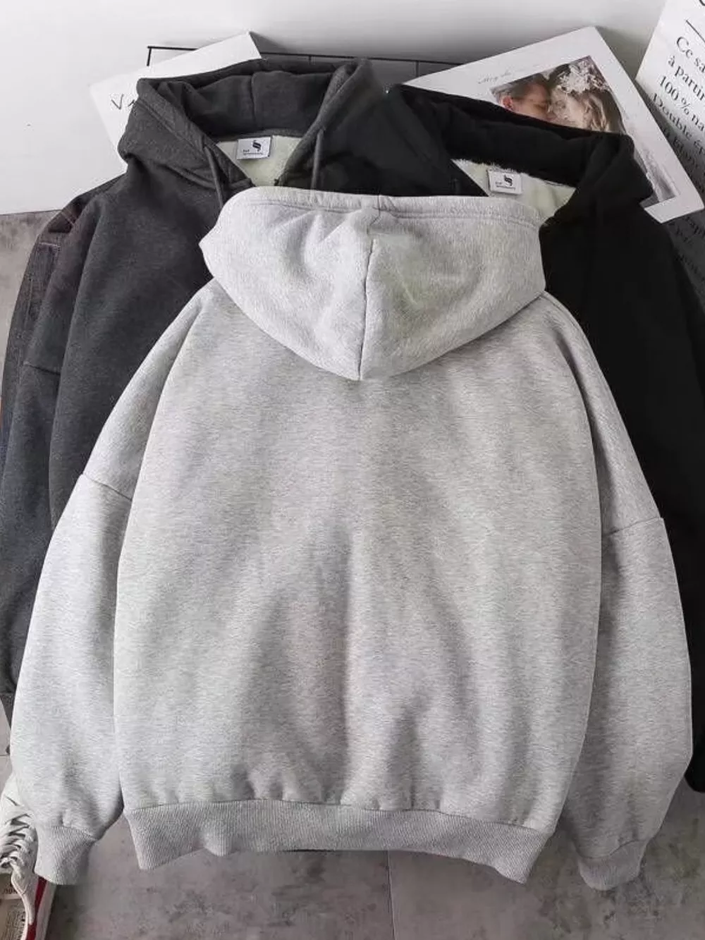 Men's Plus Size Fleece Lined Zip-Up Hoodie, image 3