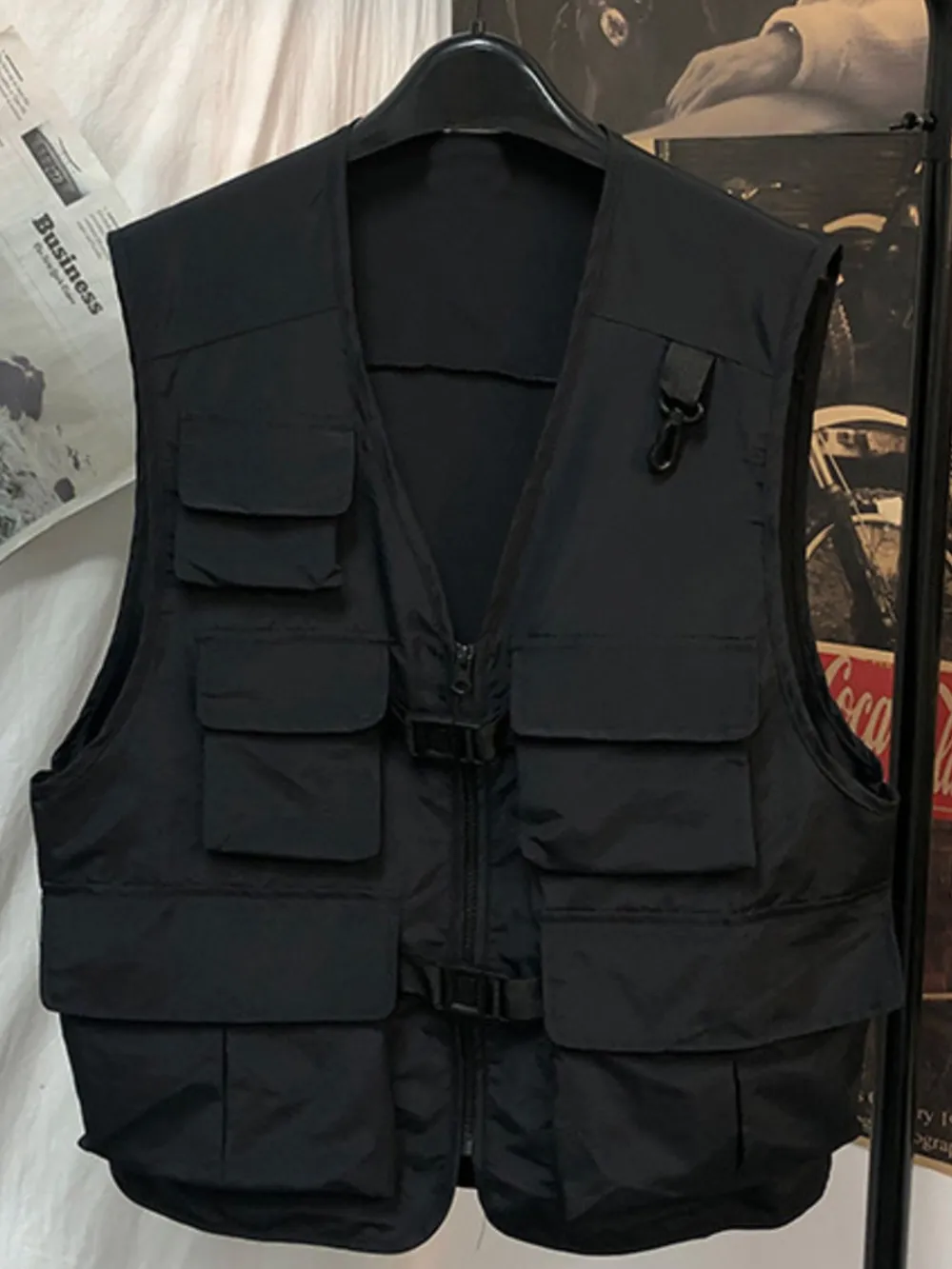 Men's Plus Size Zip Up Multi-Pocket Vest
