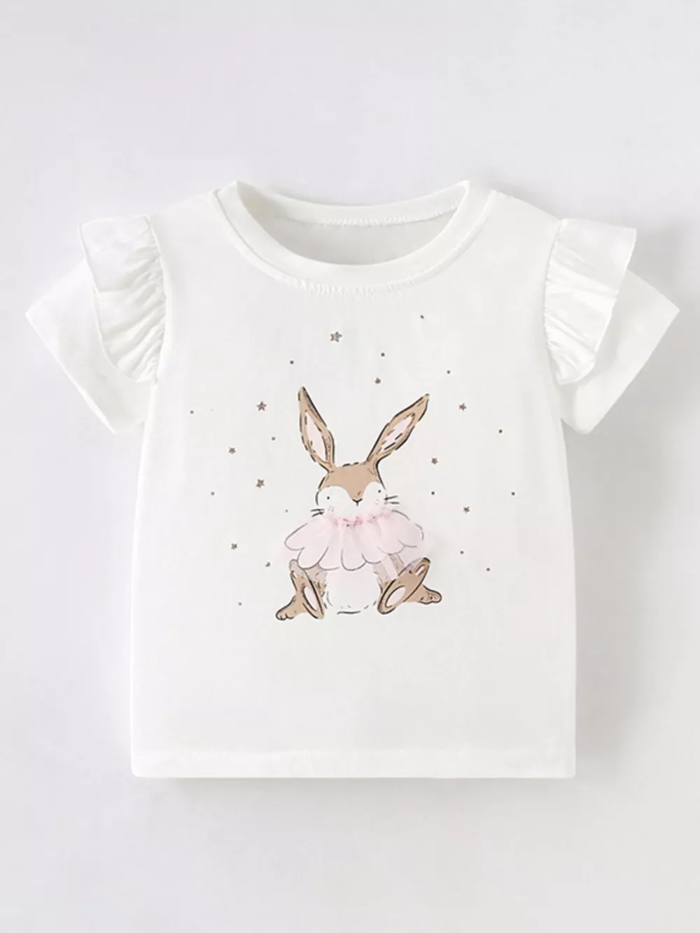 Children's Bunny Graphic Ruffle Sleeve T-Shirt