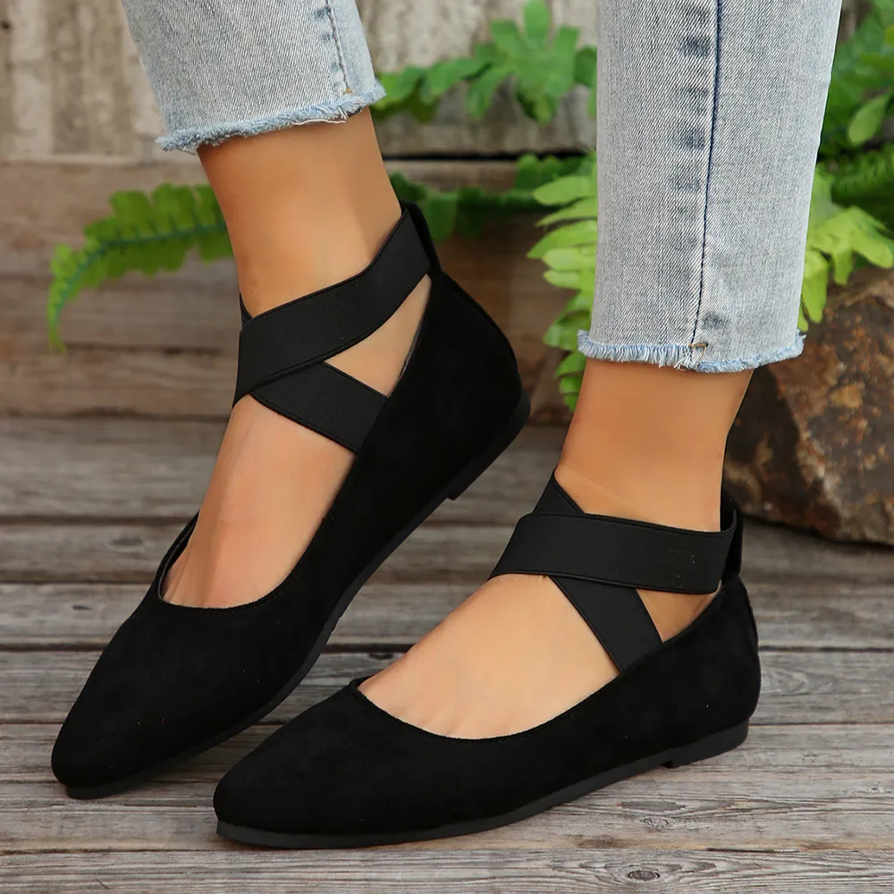 Crisscross Point Toe Flat Slip-Ons, image 5