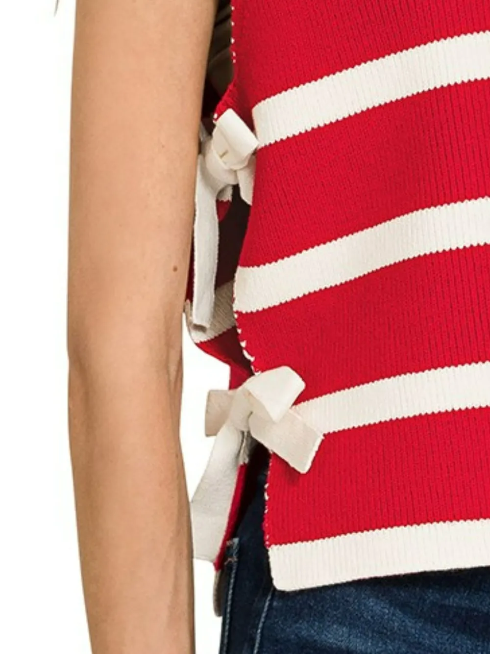 Side Tie Stripe Sweater Vest, image 2