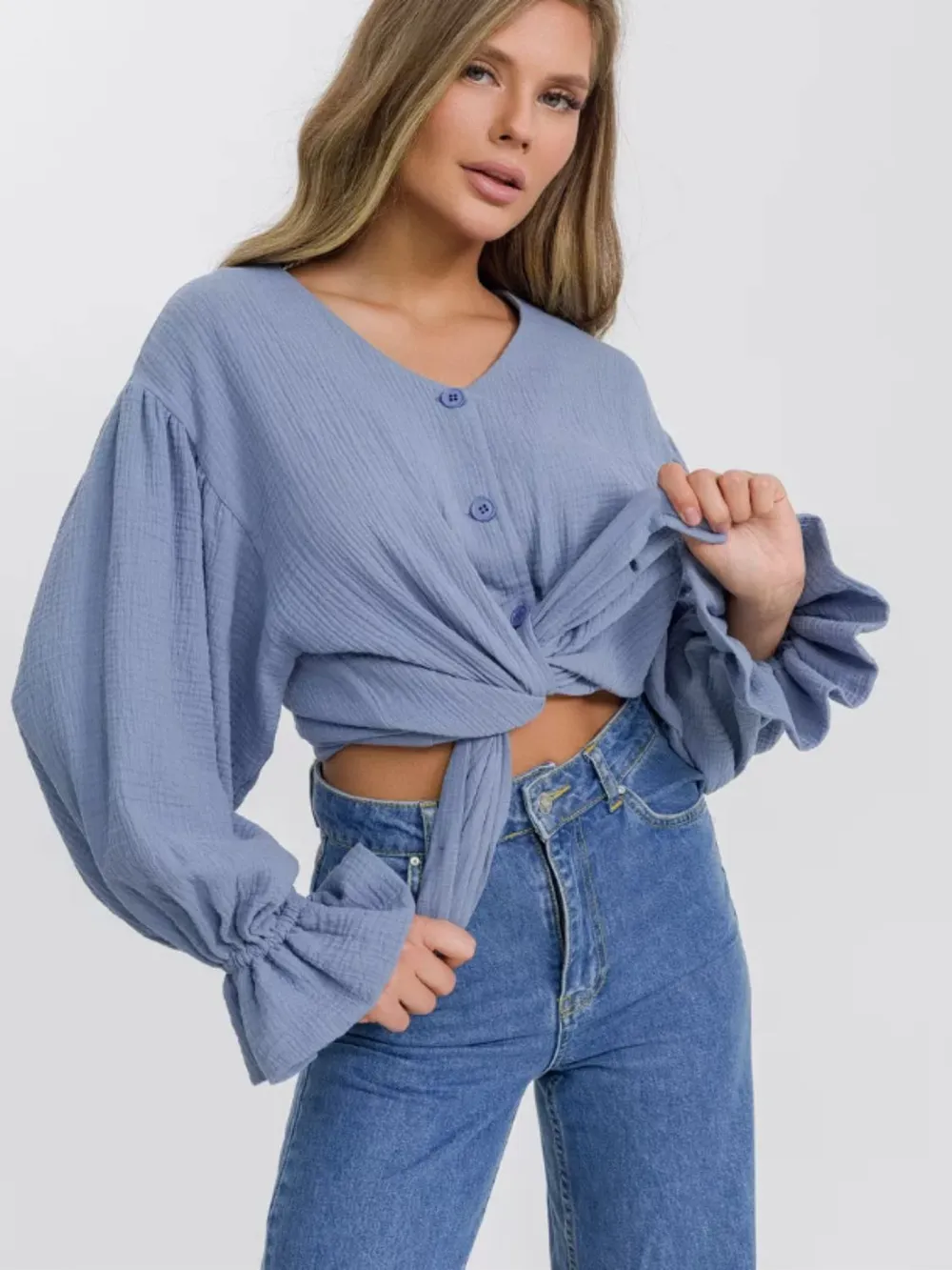 Button Up Flounce Sleeve Shirt, image 12