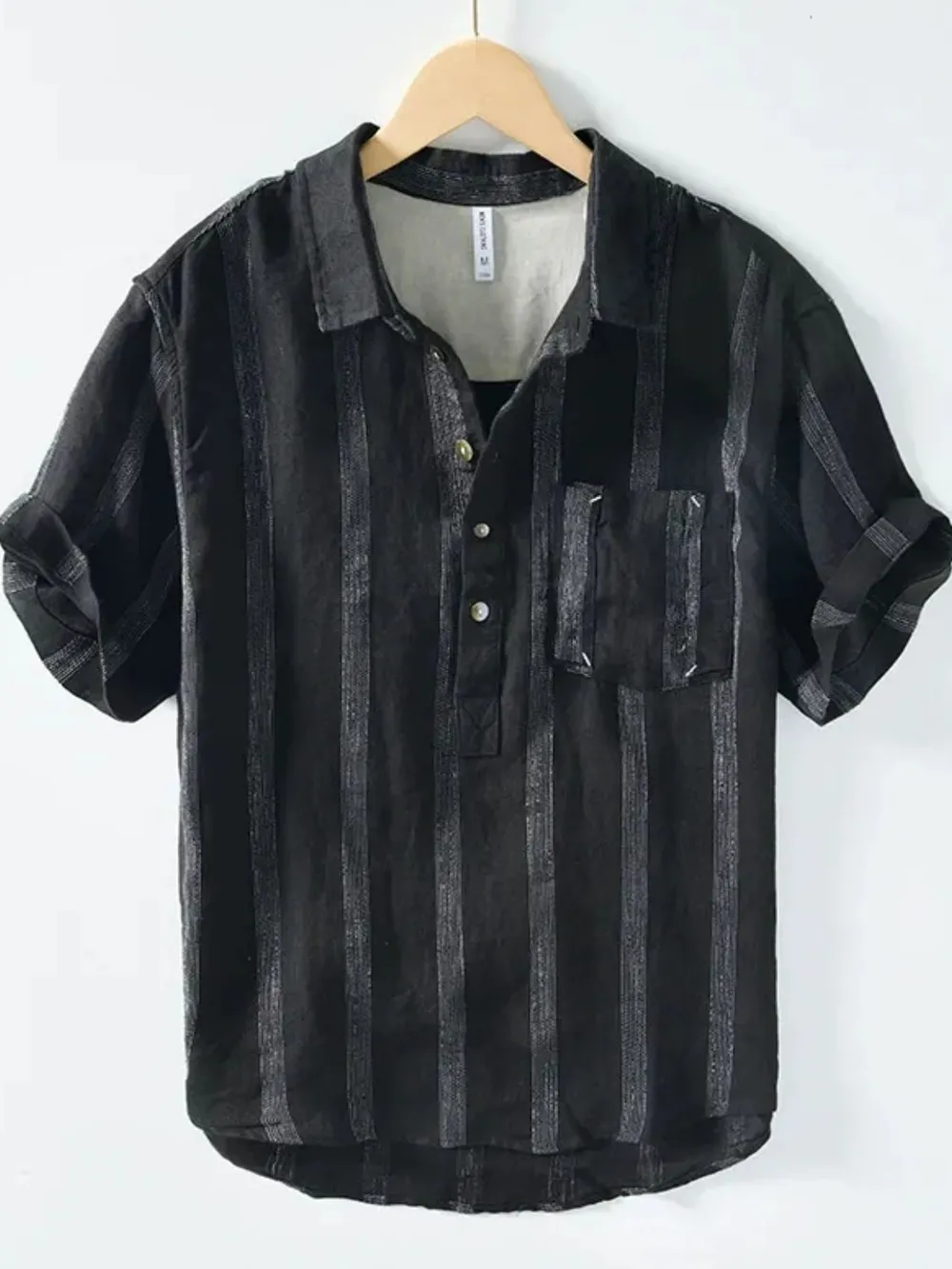 Men's Plus Size Button Detail Short Sleeve Shirt