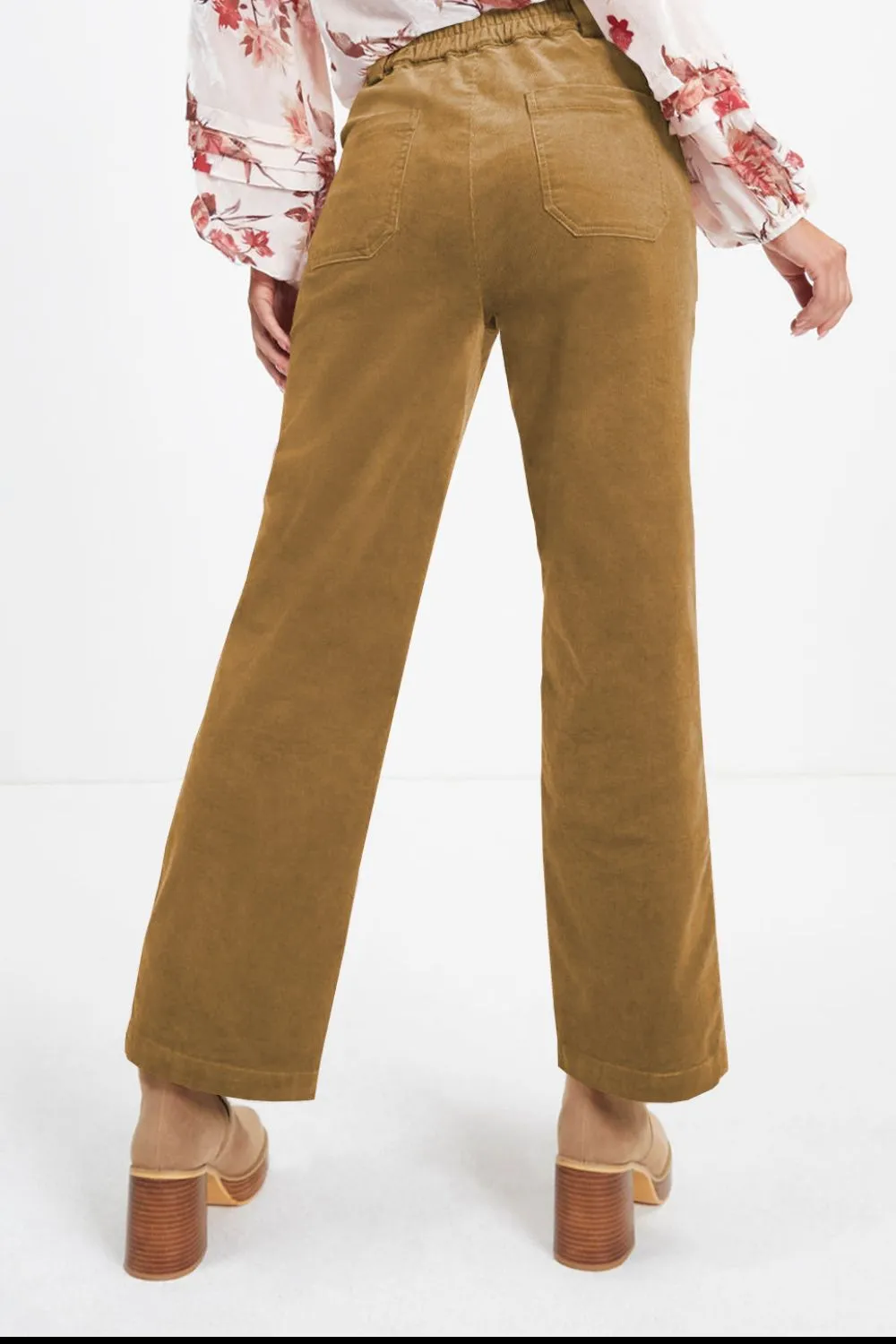 Half Elastic Waist Straight Pants, image 3