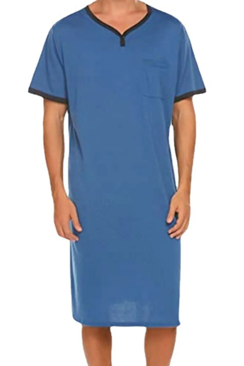 Men's Plus Size Contrast Trim Short Sleeve Lounge Tee Dress, image 4