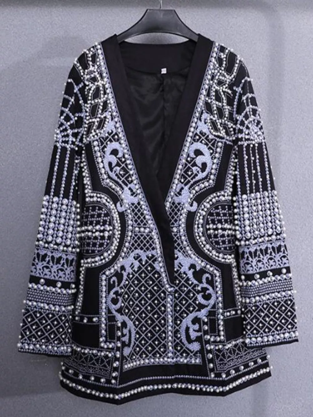 Full Size Embellished Pearl One-Button Blazer Plus Size, image 22