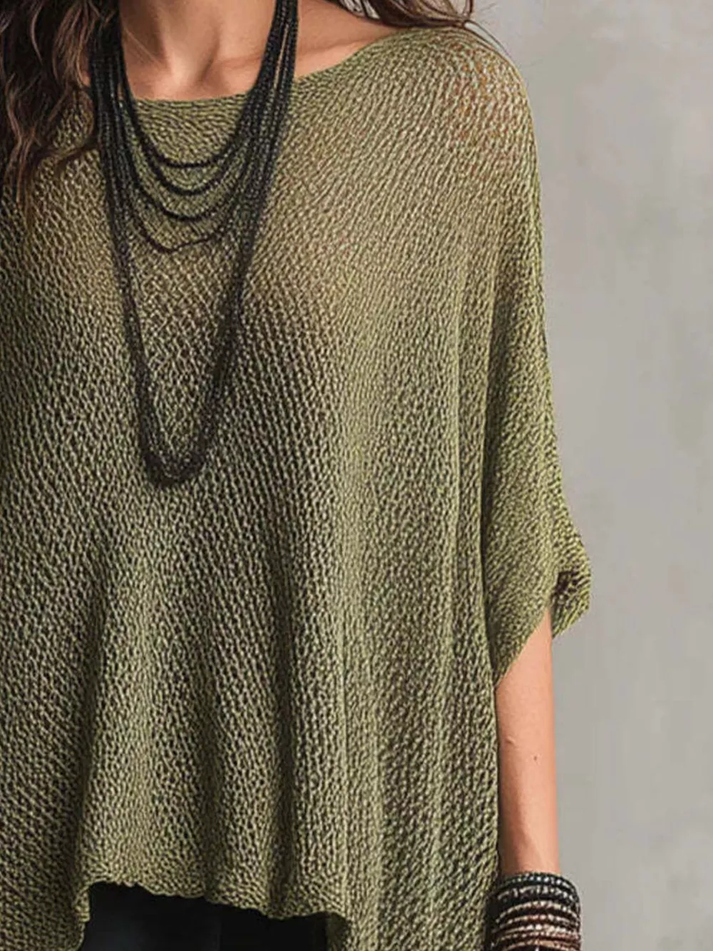 Full Size Loose Knit Round Neck Top Plus Size, image 7