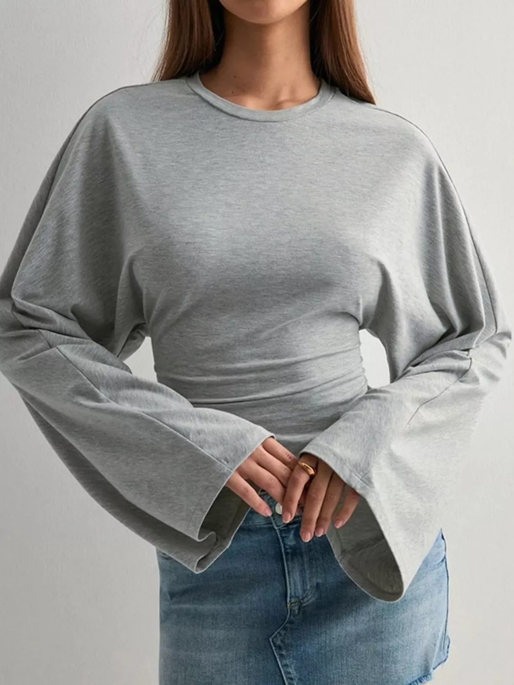 Full Size Solid Color Long Sleeve T-Shirt Plus Size, image 9