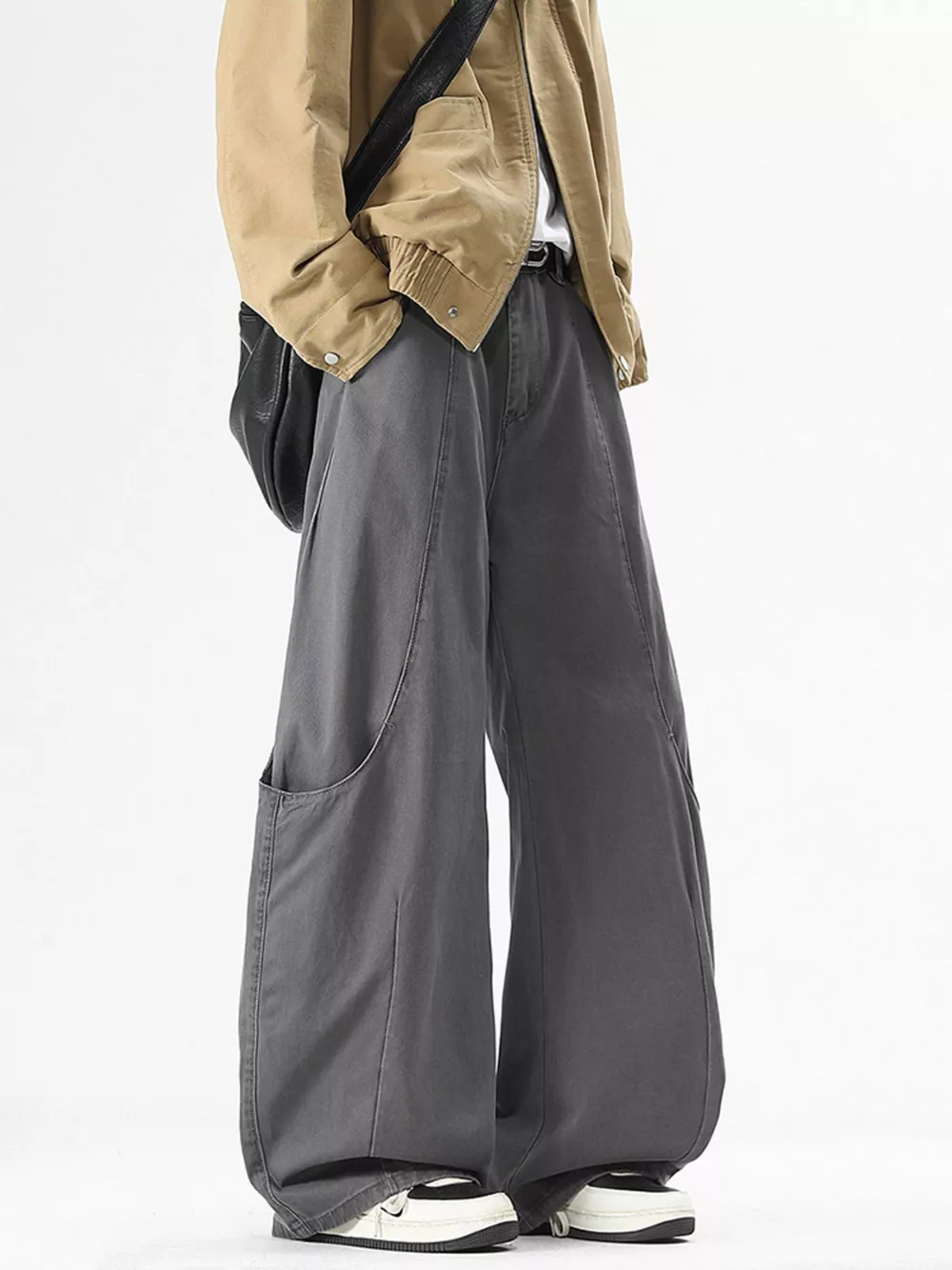 Men's Wide Leg Casual Cargo Pants, image 4