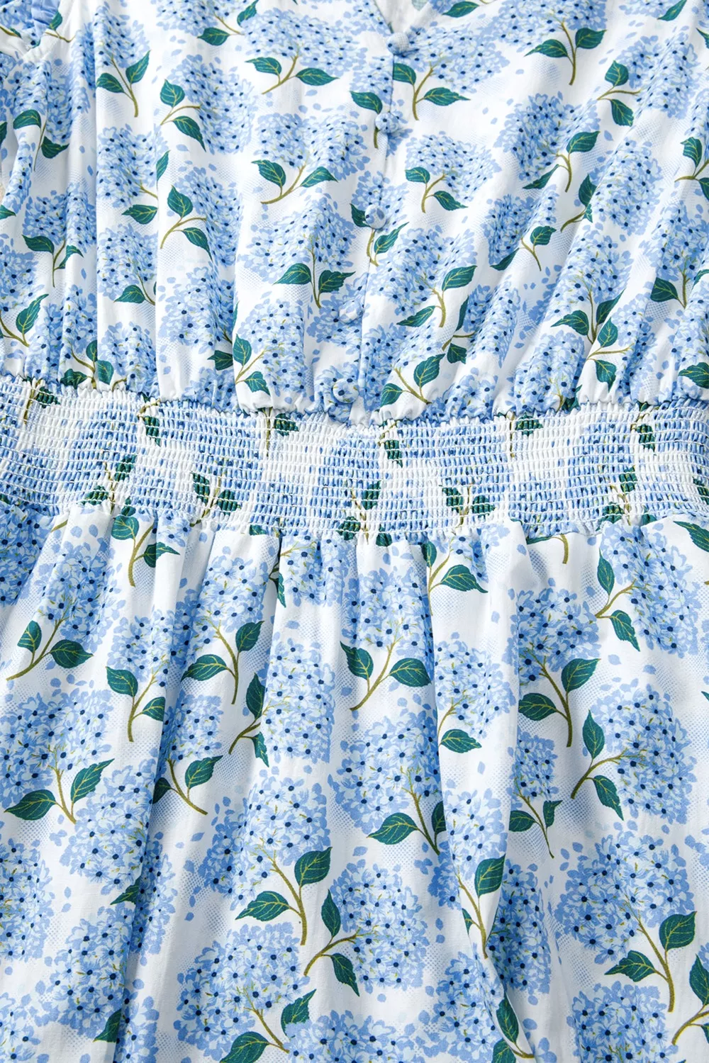 Hydrangea Floral Print Ruffle Trim Flutter Sleeve Dress, image 10