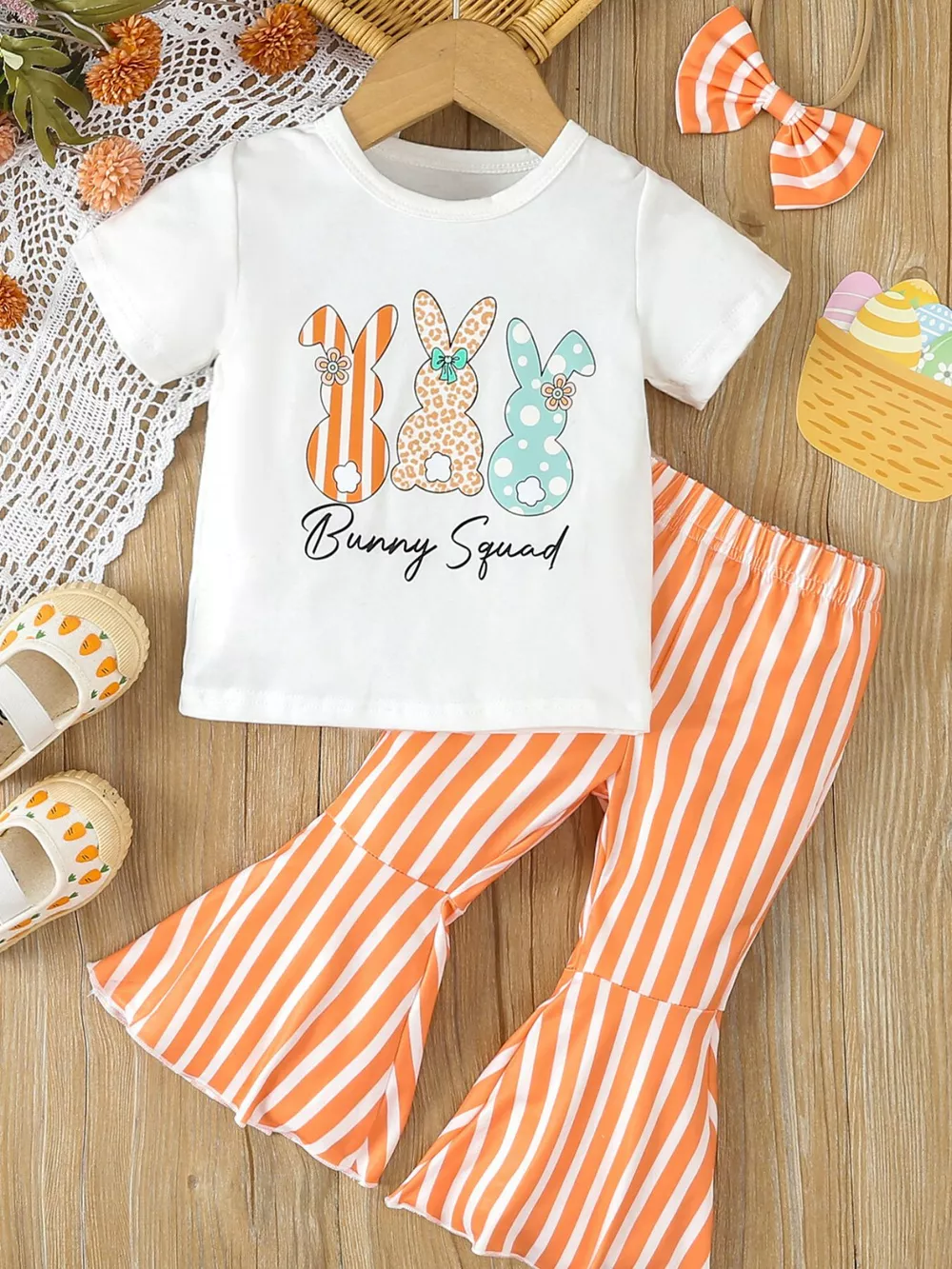 Children's Bunny Round Neck Tee and Pants Set, image 2