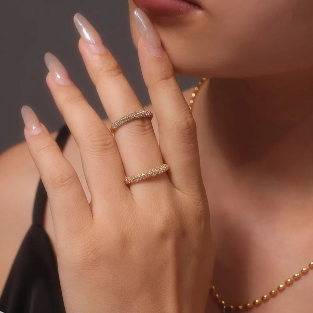 18K Gold-Plated Inlaid Zircon Ring, image 4