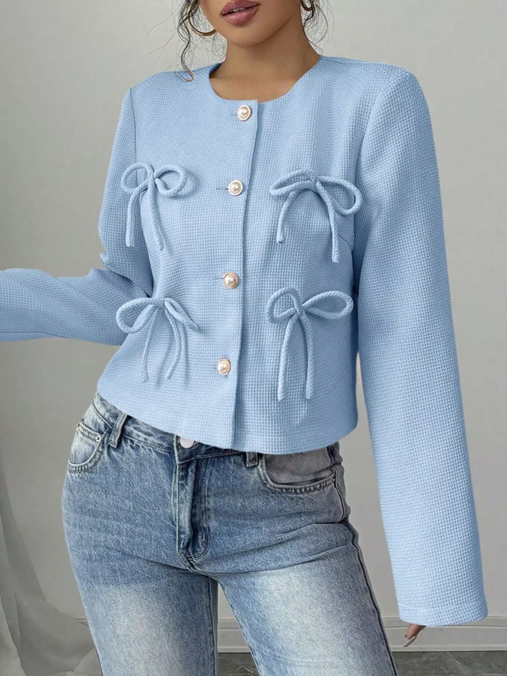 Bow Detail Cropped Outerwear, image 15