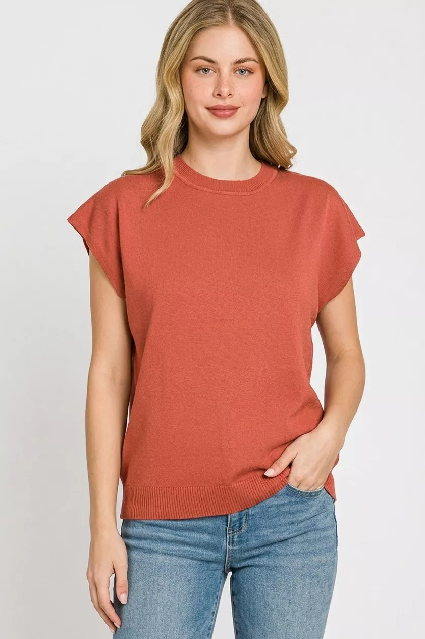 Viscose Round-neck Short Sleeve Sweater, image 2