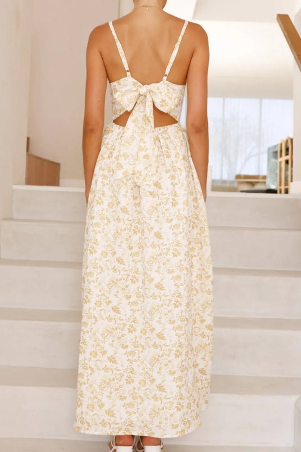Bow Back Printed V-Neck Cami Dress, image 2