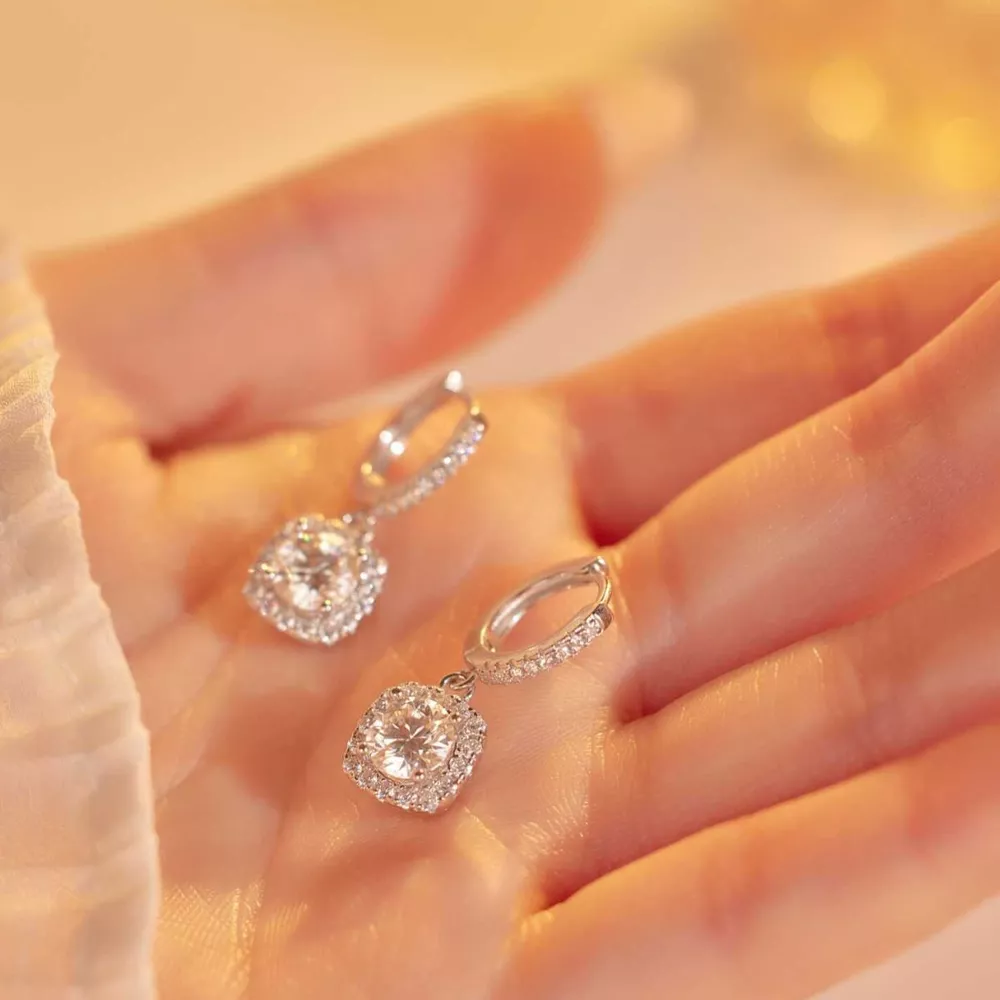 1 Carat Moissanite 925 Sterling Silver Hoop Drop Earrings, image 7