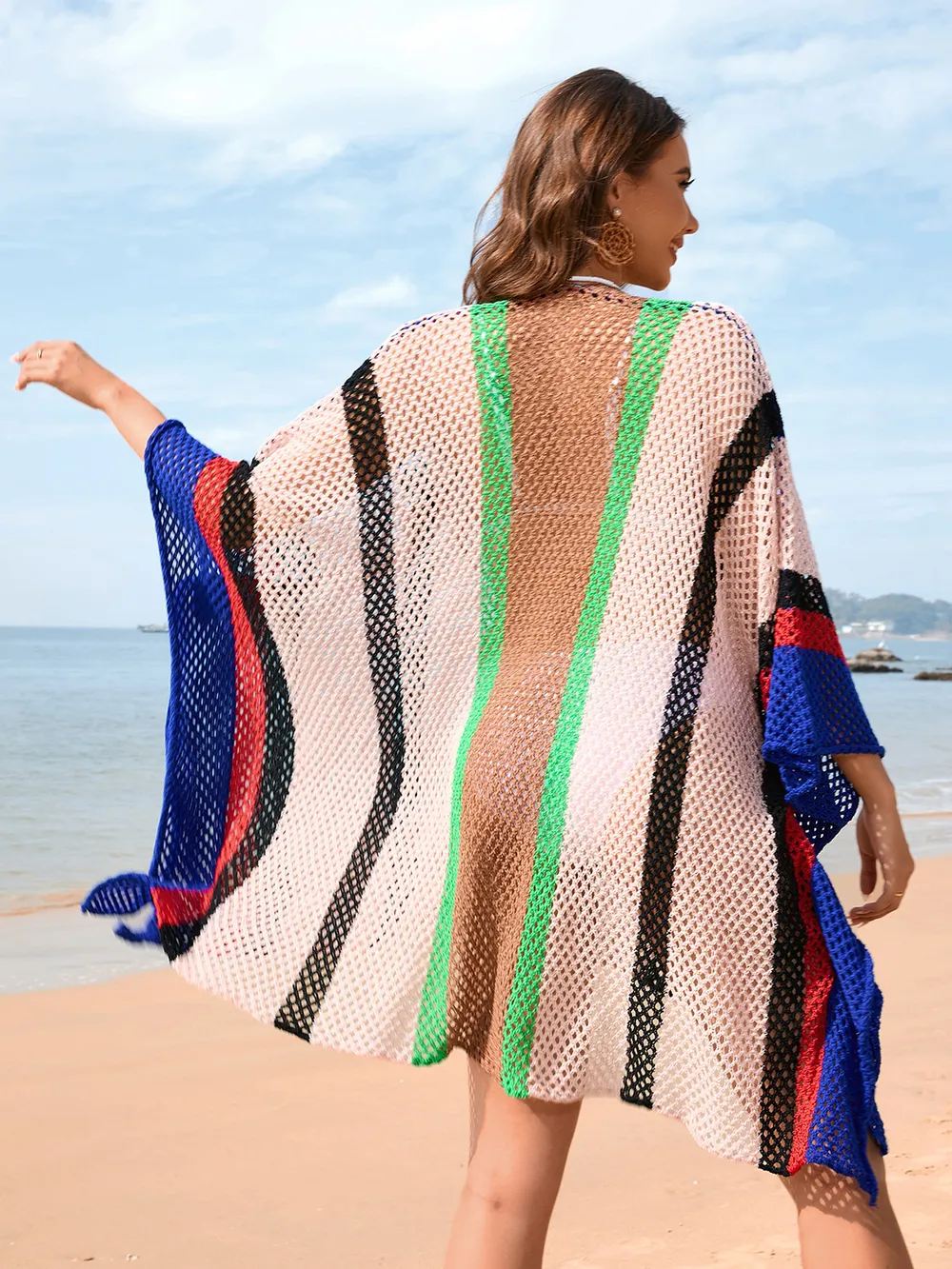 Openwork Color Block Plunge Cover-Up, image 3
