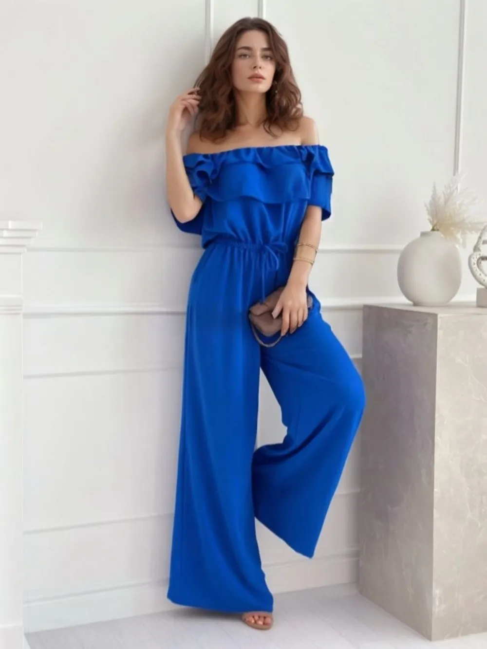 Ruffled Off-Shoulder Wide Leg Jumpsuit, image 5