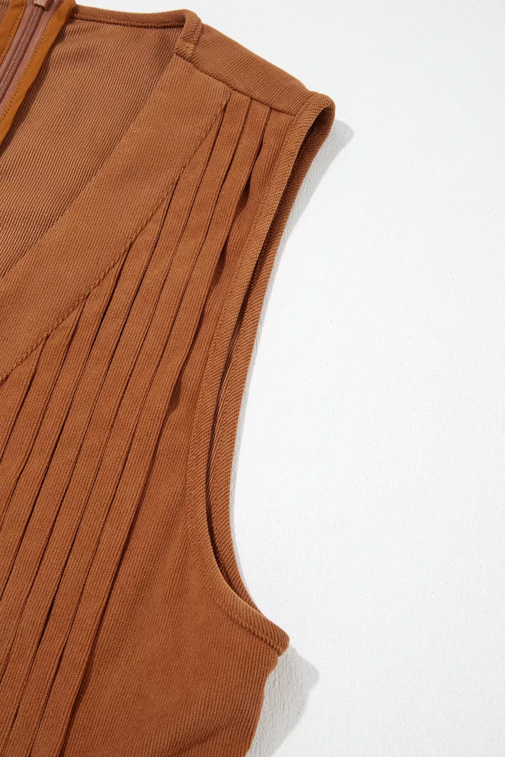Solid Color Tie V Neck Sleeveless Corduroy Romper, image 12