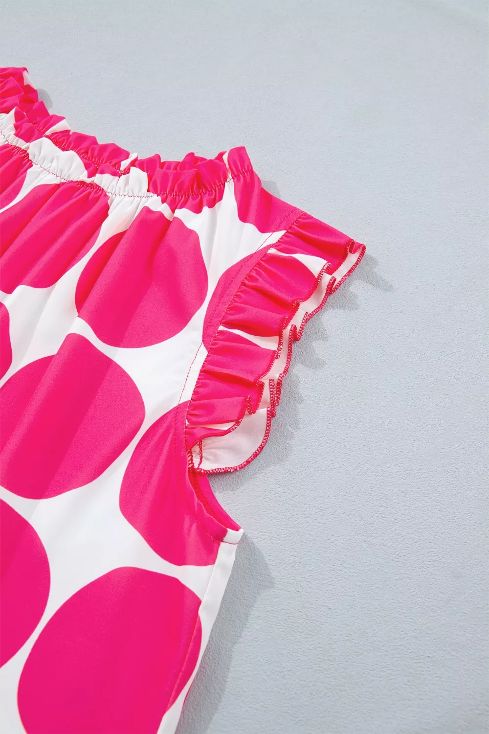 Polka Dot Print Frilled Round Neck Shift Tank Top, image 7