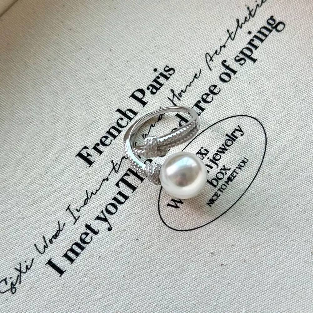 Pearl Zircon Bypass Ring, image 13