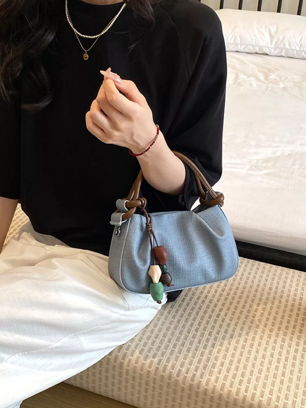 Ruched Top Handle Crossbody Bag, image 4