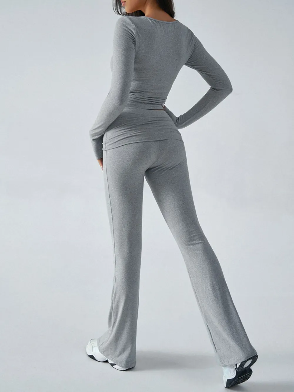 Ruched Long Sleeve Top and Pants Set, image 3