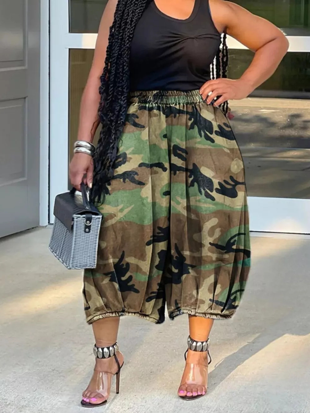 Elastic Waist Wide Leg Pants, image 2