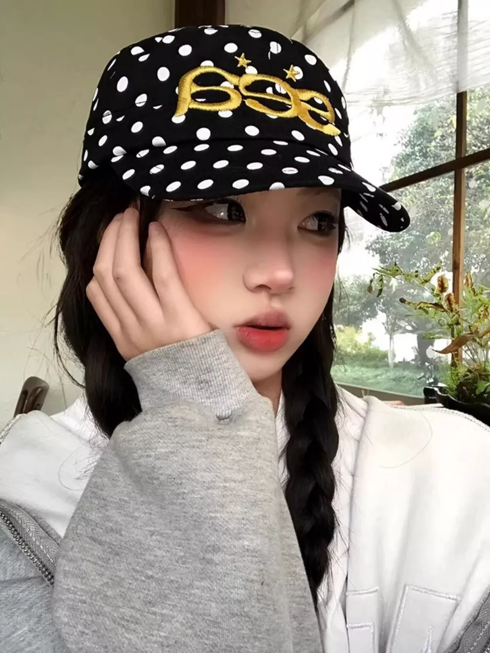 Polka Dot Embroidered Baseball Cap, image 4