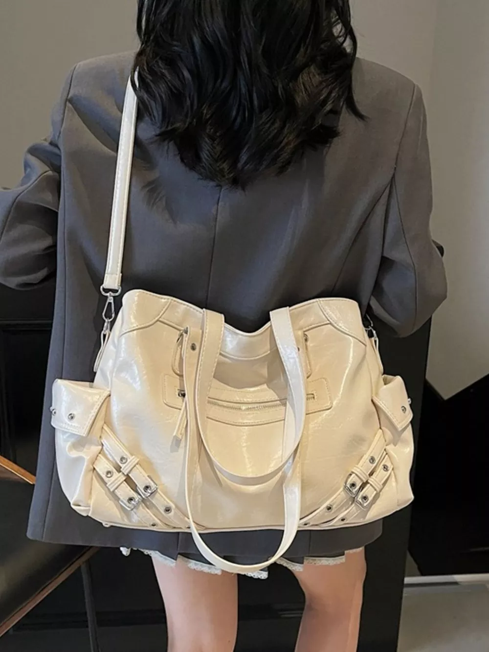 Buckle Accents Shoulder Bag, image 13
