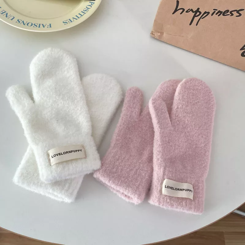Warm Plush Knitted Mitten Gloves, image 4