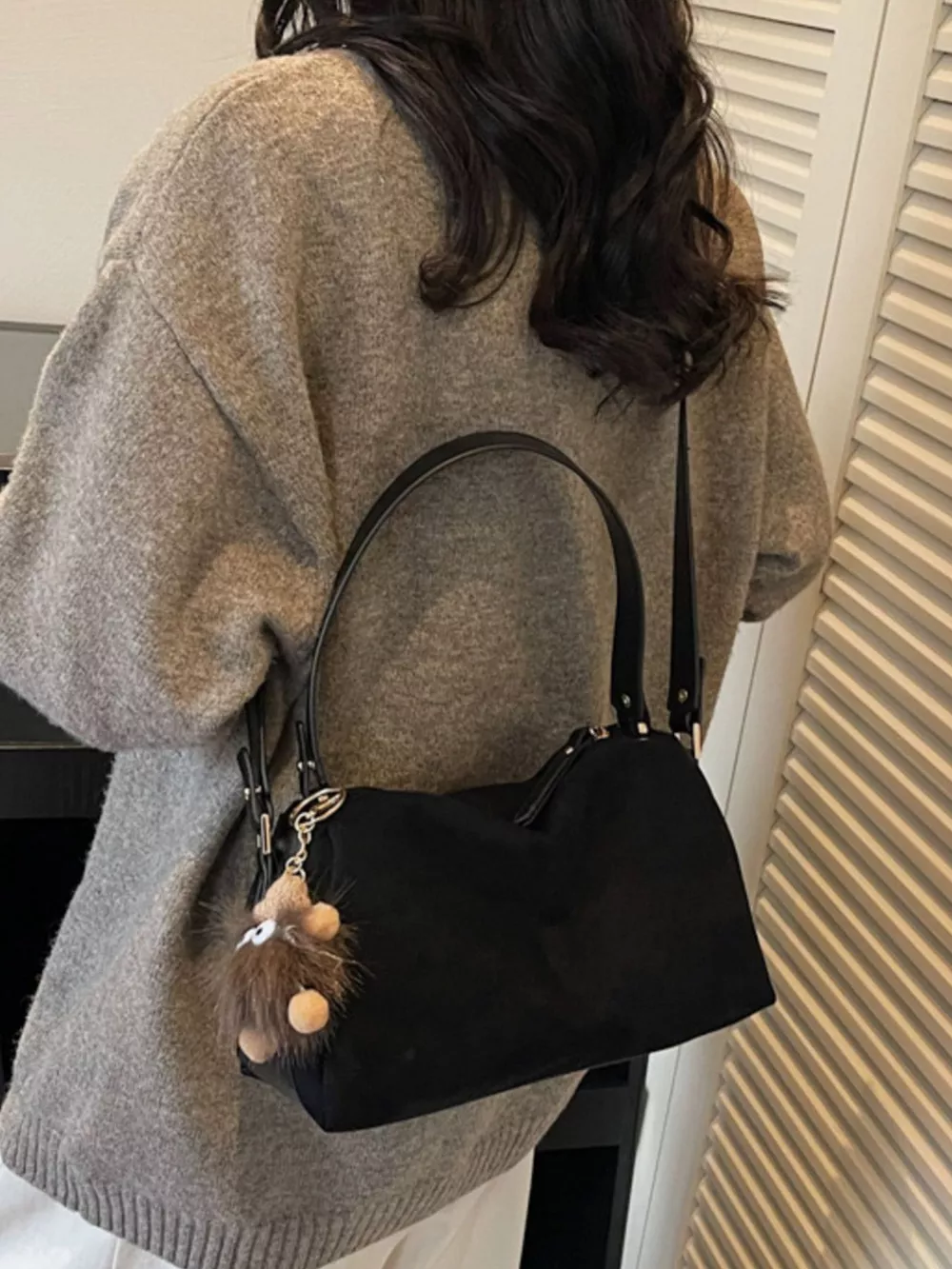 Crossbody Bag with Furry Charm, image 5