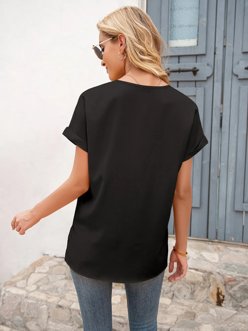V-Neck Short Sleeve T-Shirt, image 2