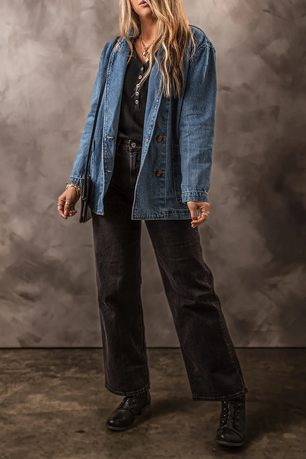 Pocketed Long Sleeve Denim Jacket, image 4
